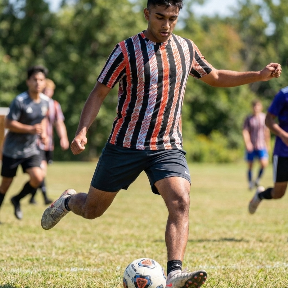 DYJ Mens Squiggle Stripe Jersey Crew